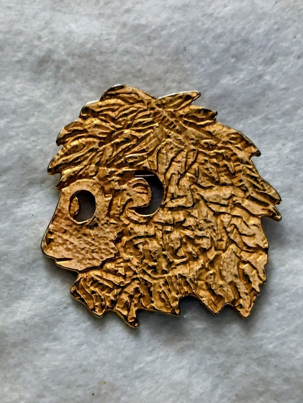 Gold Toned Monkey/Hedgehog Head Brooch